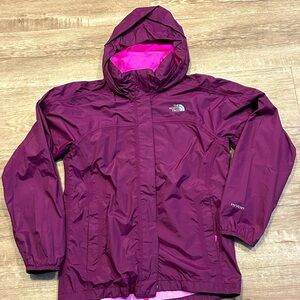 Youth Girls HyVent North Face Jacket -Plum/magenta color-reflective print